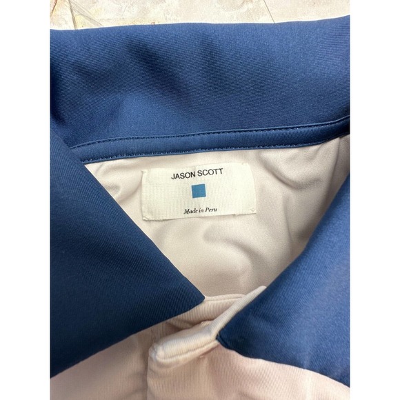 Jason Scott Golf Polo shirt Polyester-spandex Stripe sleeves Men Size S - Picture 4 of 9
